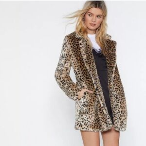 🐆 Nasty Gal Leopard Faux Fur Coat